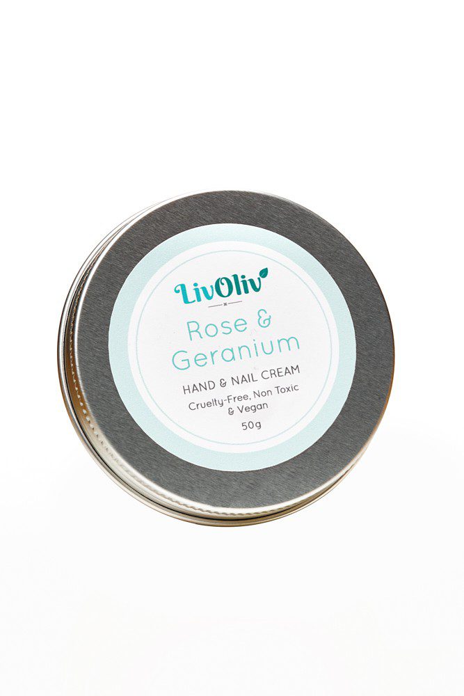 livoliv Rose and Geranium cruelty free Hand Cream in Silver Tin